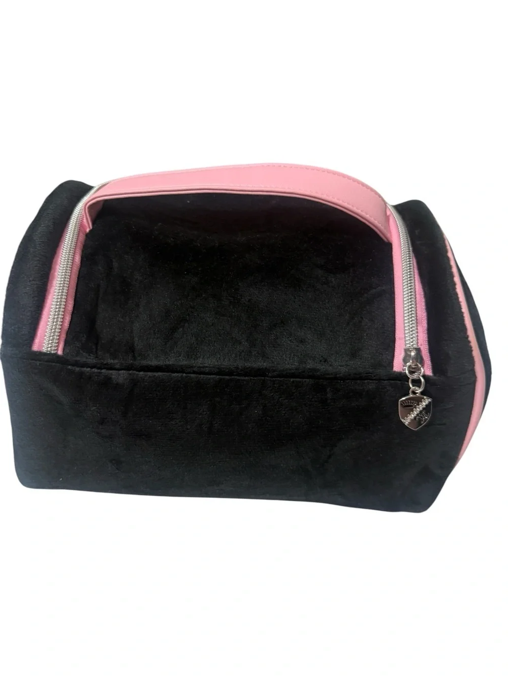 Juicy Couture Black and Pink Velvet Cosmetic Pouch